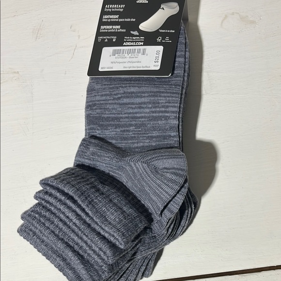 Adidas Men's Superlite Quarter Socks - Grey - 6 PAIRS! - Picture 3 of 3
